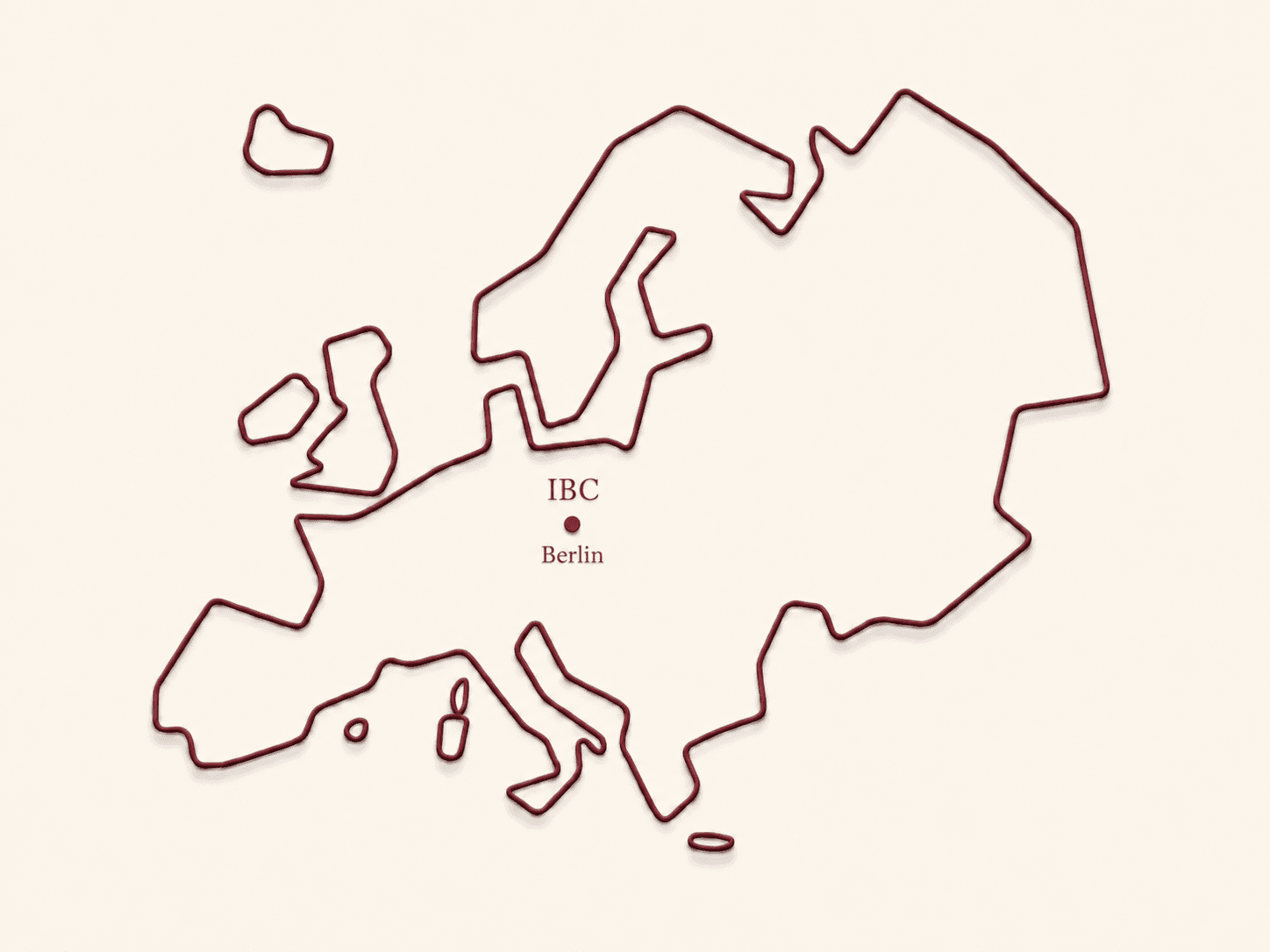 Europe map with IBC Berlin marked